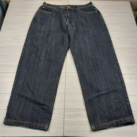 Regal Jeans Other - Regal Jeans Mens 40 Black Baggy Hip Hop Embroidered Wide Leg Y2K 38x31.5 Street